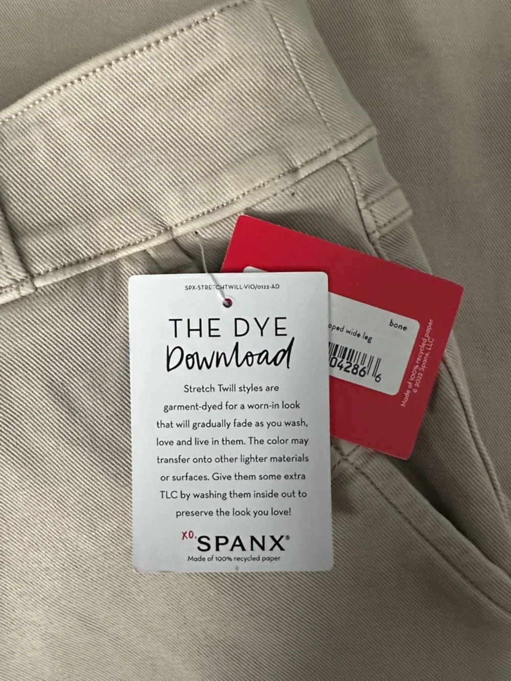 SPANX Spanx Womens Pants Stretch Twill Cropped Wide Leg Beige Bone Size NWT - Picture 5 of 8